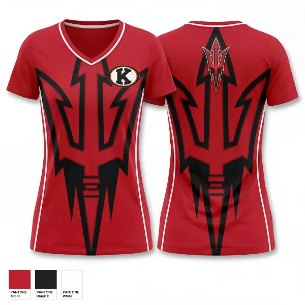 Womens Short Sleeve Vneck Shirt, Kathleen Red Devils, , Teamtime, Team time, sublimation, custom sports apparel, team uniforms, spirit wear, spiritwear, sports uniforms, custom shirts, team store, custom team store, fundraiser sports, apparel fundraiser