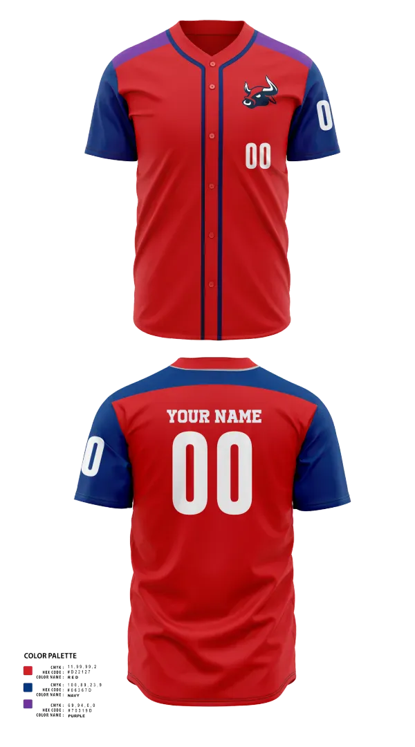 Full Button Baseball Jersey, Smithtown Bulls, Baseball, Teamtime, Team time, sublimation, custom sports apparel, team uniforms, spirit wear, spiritwear, sports uniforms, custom shirts, team store, custom team store, fundraiser sports, apparel fundraiser