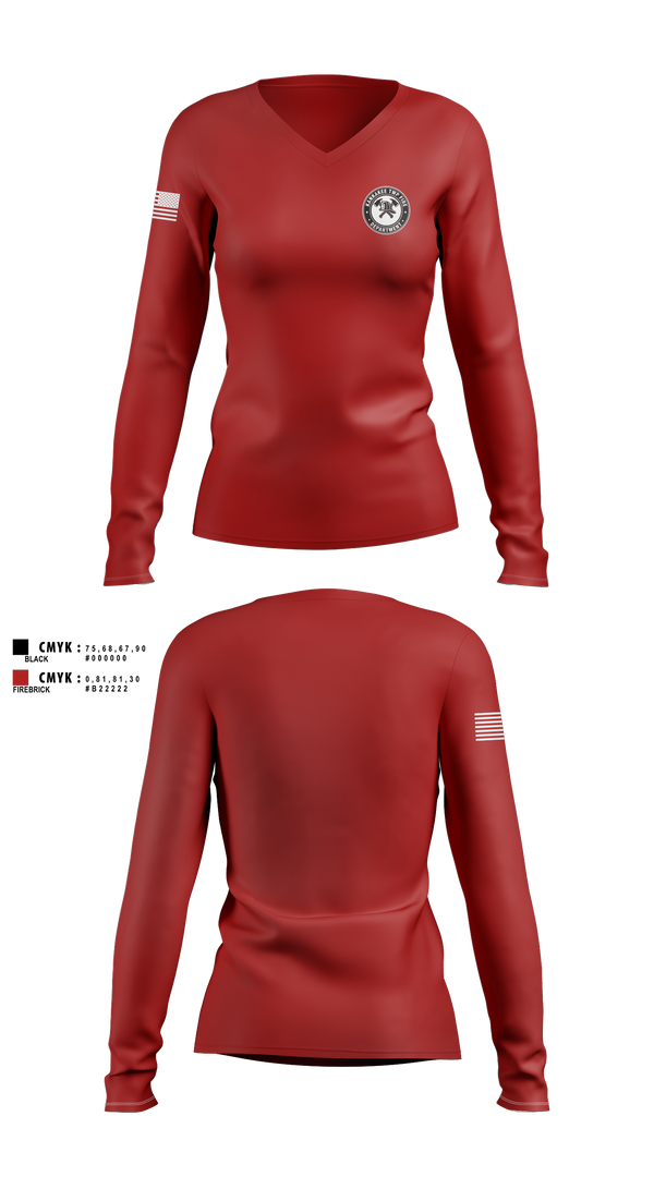 Women's Long Sleeve Vneck Shirt, Kankakee Twp Fire, , Teamtime, Team time, sublimation, custom sports apparel, team uniforms, spirit wear, spiritwear, sports uniforms, custom shirts, team store, custom team store, fundraiser sports, apparel fundraiser