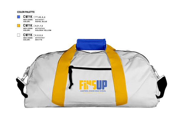 Duffle Bag, Dauphin Fins, Football, Teamtime, Team time, sublimation, custom sports apparel, team uniforms, spirit wear, spiritwear, sports uniforms, custom shirts, team store, custom team store, fundraiser sports, apparel fundraiser