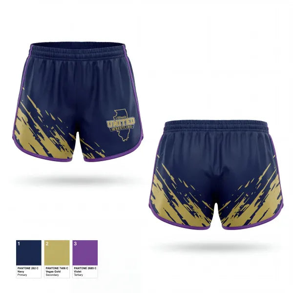Womens Shorts, Illinois United (ISVI Co-op), Wrestling, Teamtime, Team time, sublimation, custom sports apparel, team uniforms, spirit wear, spiritwear, sports uniforms, custom shirts, team store, custom team store, fundraiser sports, apparel fundraiser