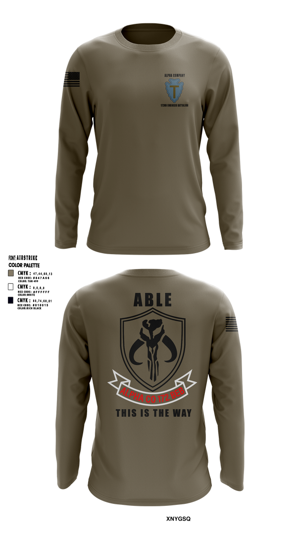 Long Sleeve Performance Shirt, A Co 172 BEB, National Guard, Teamtime, Team time, sublimation, custom sports apparel, team uniforms, spirit wear, spiritwear, sports uniforms, custom shirts, team store, custom team store, fundraiser sports, apparel fundraiser