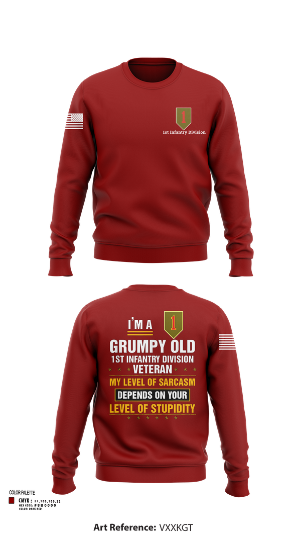 Crew Neck Sweatshirt, 1st Infantry Division, , Teamtime, Team time, sublimation, custom sports apparel, team uniforms, spirit wear, spiritwear, sports uniforms, custom shirts, team store, custom team store, fundraiser sports, apparel fundraiser