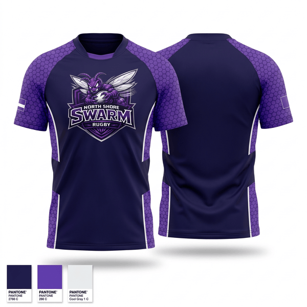 Rugby Jersey, North Shore Swarm Rugby, Rugby, Teamtime, Team time, sublimation, custom sports apparel, team uniforms, spirit wear, spiritwear, sports uniforms, custom shirts, team store, custom team store, fundraiser sports, apparel fundraiser
