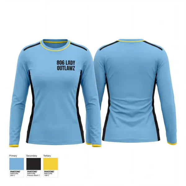 Long Sleeve Performance Shirt, 806 Lady Outlawz, Softball, Teamtime, Team time, sublimation, custom sports apparel, team uniforms, spirit wear, spiritwear, sports uniforms, custom shirts, team store, custom team store, fundraiser sports, apparel fundraiser
