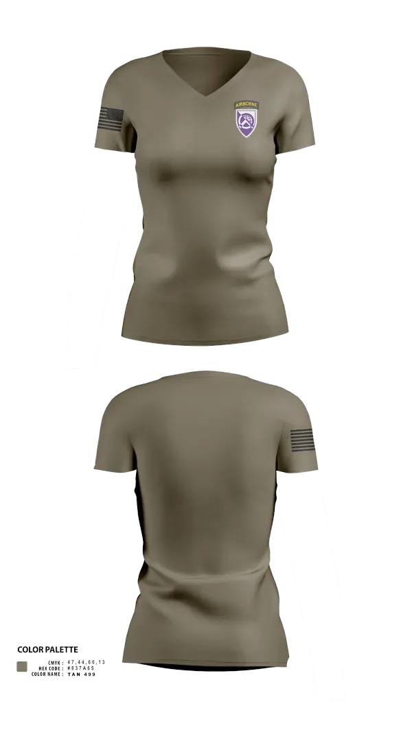 Womens Short Sleeve Vneck Shirt, 360 CA BDE (Airborne), Army, Teamtime, Team time, sublimation, custom sports apparel, team uniforms, spirit wear, spiritwear, sports uniforms, custom shirts, team store, custom team store, fundraiser sports, apparel fundraiser