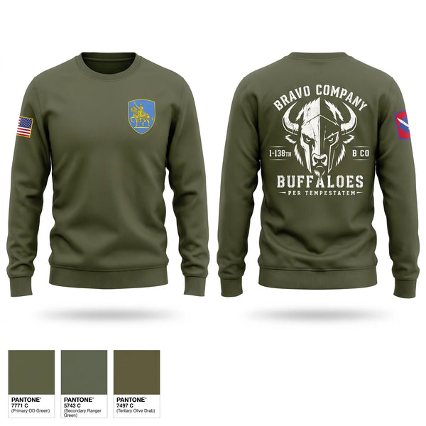 Crew Neck Sweatshirt, B Co 1-138th IN, National Guard, Teamtime, Team time, sublimation, custom sports apparel, team uniforms, spirit wear, spiritwear, sports uniforms, custom shirts, team store, custom team store, fundraiser sports, apparel fundraiser