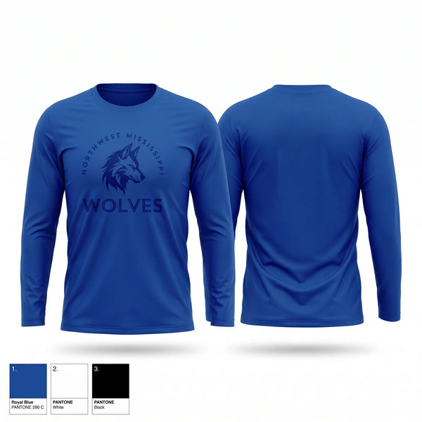 Long Sleeve Performance Shirt, Northwest Mississippi Wolves, Men's Basketball, Teamtime, Team time, sublimation, custom sports apparel, team uniforms, spirit wear, spiritwear, sports uniforms, custom shirts, team store, custom team store, fundraiser sports, apparel fundraiser