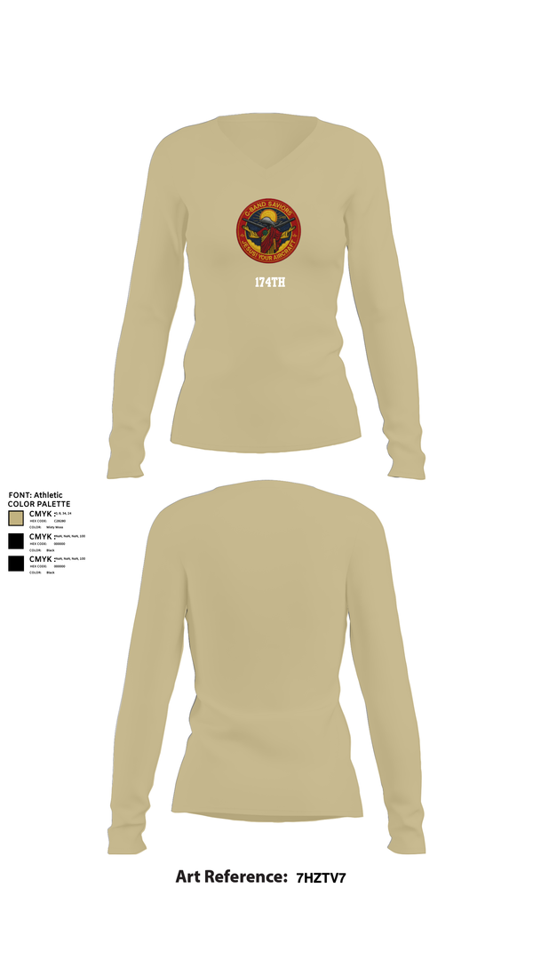 Womens Long Sleeve Vneck Shirt, 174th, , Teamtime, Team time, sublimation, custom sports apparel, team uniforms, spirit wear, spiritwear, sports uniforms, custom shirts, team store, custom team store, fundraiser sports, apparel fundraiser
