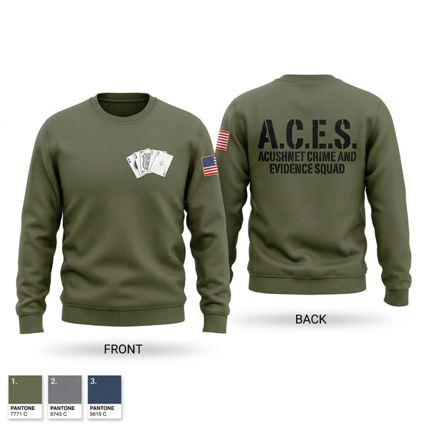 Crew Neck Sweatshirt, A.C.E.S (Acushnet Crime & Evidence Squad, Police, Teamtime, Team time, sublimation, custom sports apparel, team uniforms, spirit wear, spiritwear, sports uniforms, custom shirts, team store, custom team store, fundraiser sports, apparel fundraiser
