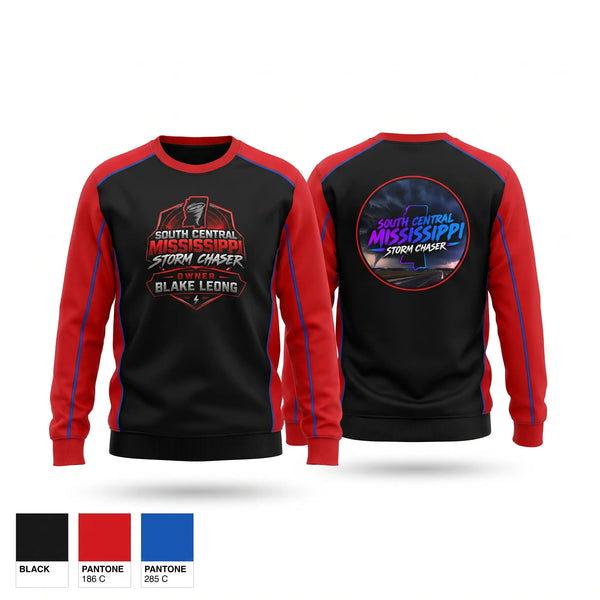 Crew Neck Sweatshirt, South central Mississippi storm chasers, , Teamtime, Team time, sublimation, custom sports apparel, team uniforms, spirit wear, spiritwear, sports uniforms, custom shirts, team store, custom team store, fundraiser sports, apparel fundraiser