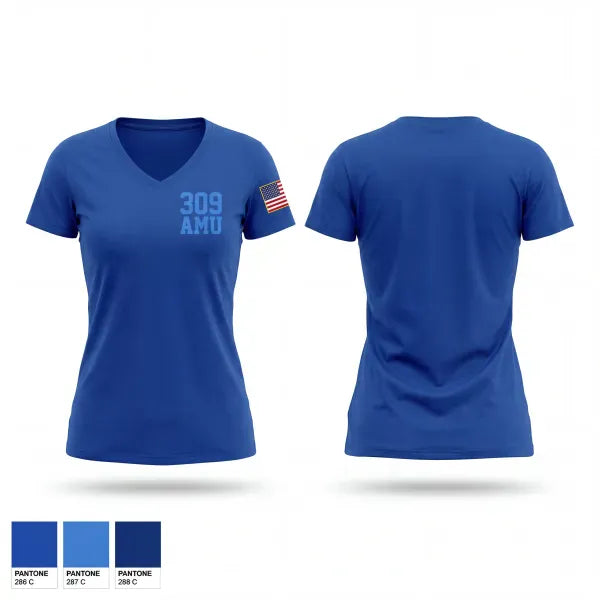 Womens Short Sleeve Vneck Shirt, 309 AMU, Air Force, Teamtime, Team time, sublimation, custom sports apparel, team uniforms, spirit wear, spiritwear, sports uniforms, custom shirts, team store, custom team store, fundraiser sports, apparel fundraiser