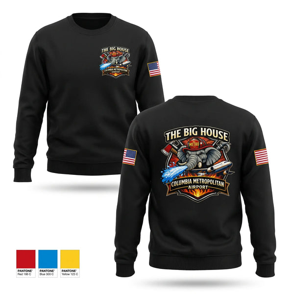 Crew Neck Sweatshirt, Columbia Airport Fire, Fire Department, Teamtime, Team time, sublimation, custom sports apparel, team uniforms, spirit wear, spiritwear, sports uniforms, custom shirts, team store, custom team store, fundraiser sports, apparel fundraiser