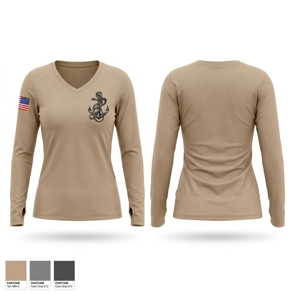 Womens Long Sleeve Vneck Shirt, SurgeMain NYC, Navy, Teamtime, Team time, sublimation, custom sports apparel, team uniforms, spirit wear, spiritwear, sports uniforms, custom shirts, team store, custom team store, fundraiser sports, apparel fundraiser
