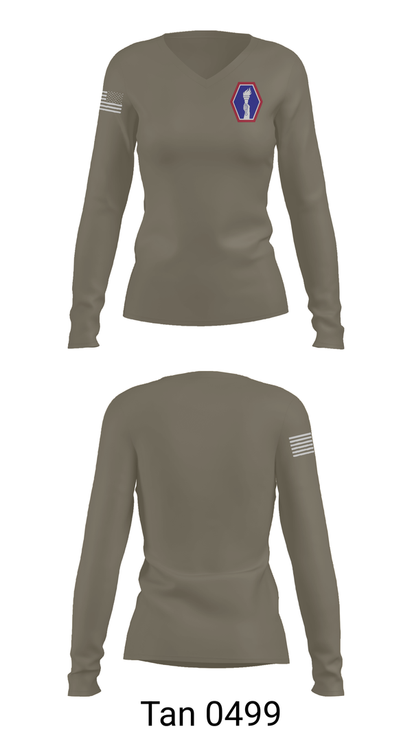 Womens Long Sleeve Vneck Shirt, 100 Battalion 442 Infantry, Army, Teamtime, Team time, sublimation, custom sports apparel, team uniforms, spirit wear, spiritwear, sports uniforms, custom shirts, team store, custom team store, fundraiser sports, apparel fundraiser