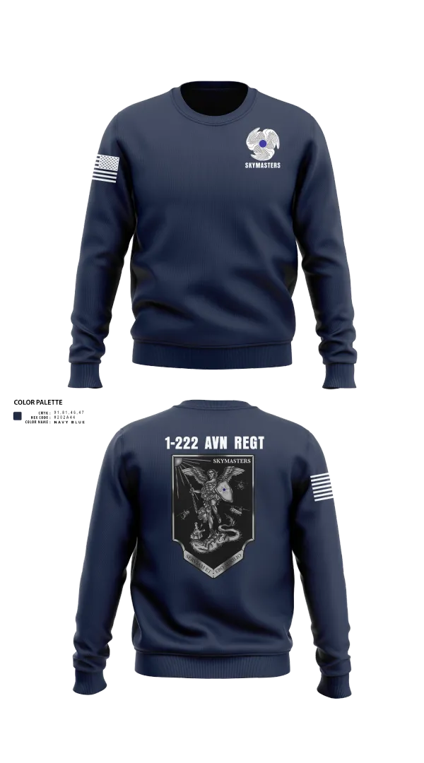 Crew Neck Sweatshirt, 1-222 Aviaition Regiment, Army, Teamtime, Team time, sublimation, custom sports apparel, team uniforms, spirit wear, spiritwear, sports uniforms, custom shirts, team store, custom team store, fundraiser sports, apparel fundraiser