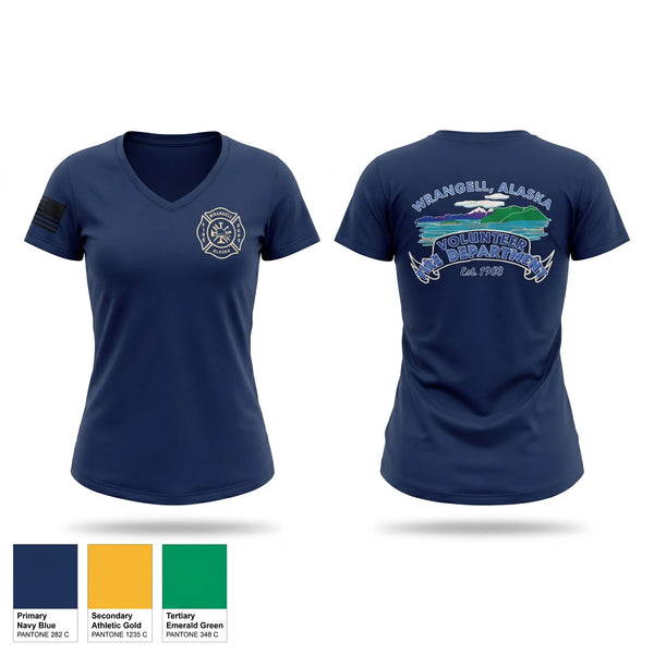 Womens Short Sleeve Vneck Shirt, Wrangell Volunteer Fire Department, Fire Department, Teamtime, Team time, sublimation, custom sports apparel, team uniforms, spirit wear, spiritwear, sports uniforms, custom shirts, team store, custom team store, fundraiser sports, apparel fundraiser