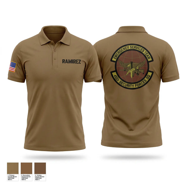 Short Sleeve Performance Polo, 452d Security Forces Squadron, Air Force, Teamtime, Team time, sublimation, custom sports apparel, team uniforms, spirit wear, spiritwear, sports uniforms, custom shirts, team store, custom team store, fundraiser sports, apparel fundraiser