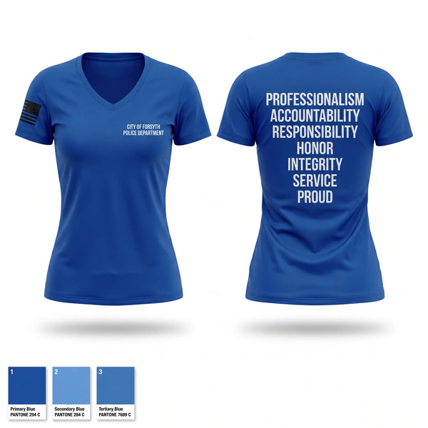 Womens Short Sleeve Vneck Shirt, City of Forsyth Police Department, Police, Teamtime, Team time, sublimation, custom sports apparel, team uniforms, spirit wear, spiritwear, sports uniforms, custom shirts, team store, custom team store, fundraiser sports, apparel fundraiser
