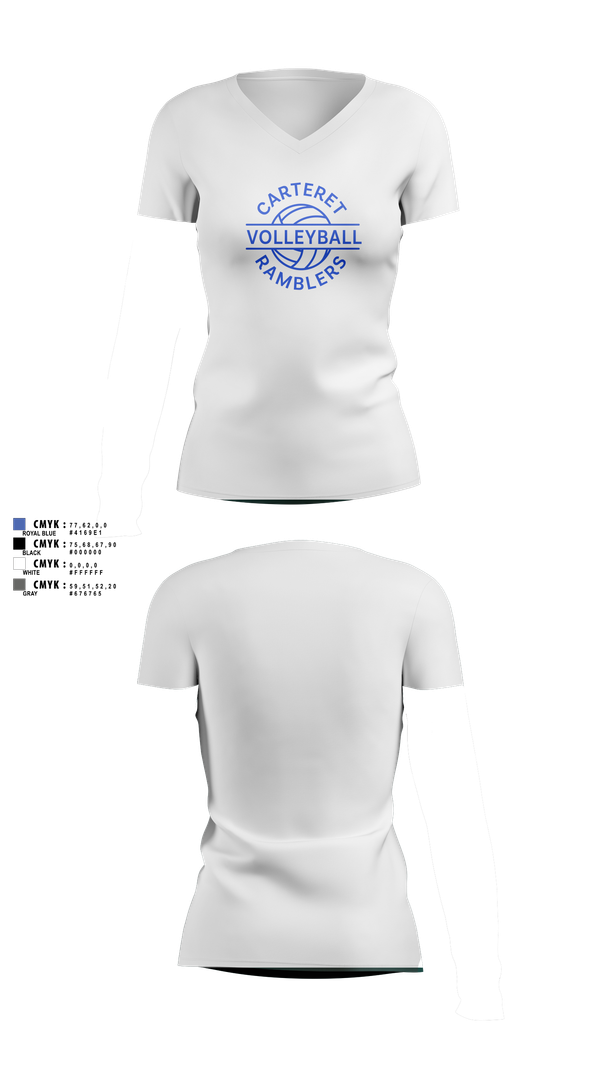 Womens Short Sleeve Vneck Shirt, Carteret Ramblers Volleyball, Women's Volleyball, Teamtime, Team time, sublimation, custom sports apparel, team uniforms, spirit wear, spiritwear, sports uniforms, custom shirts, team store, custom team store, fundraiser sports, apparel fundraiser