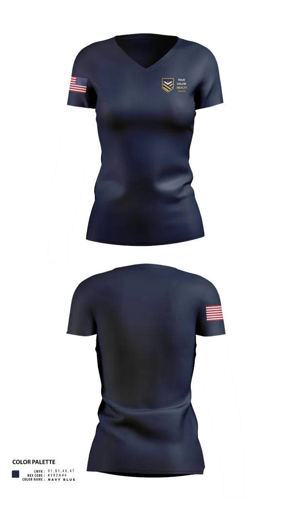 Womens Short Sleeve Vneck Shirt, True Valor Realty, , Teamtime, Team time, sublimation, custom sports apparel, team uniforms, spirit wear, spiritwear, sports uniforms, custom shirts, team store, custom team store, fundraiser sports, apparel fundraiser