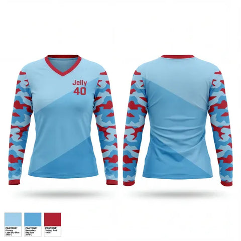 Womens Long Sleeve Vneck Shirt, Jelly 40, Softball, Teamtime, Team time, sublimation, custom sports apparel, team uniforms, spirit wear, spiritwear, sports uniforms, custom shirts, team store, custom team store, fundraiser sports, apparel fundraiser