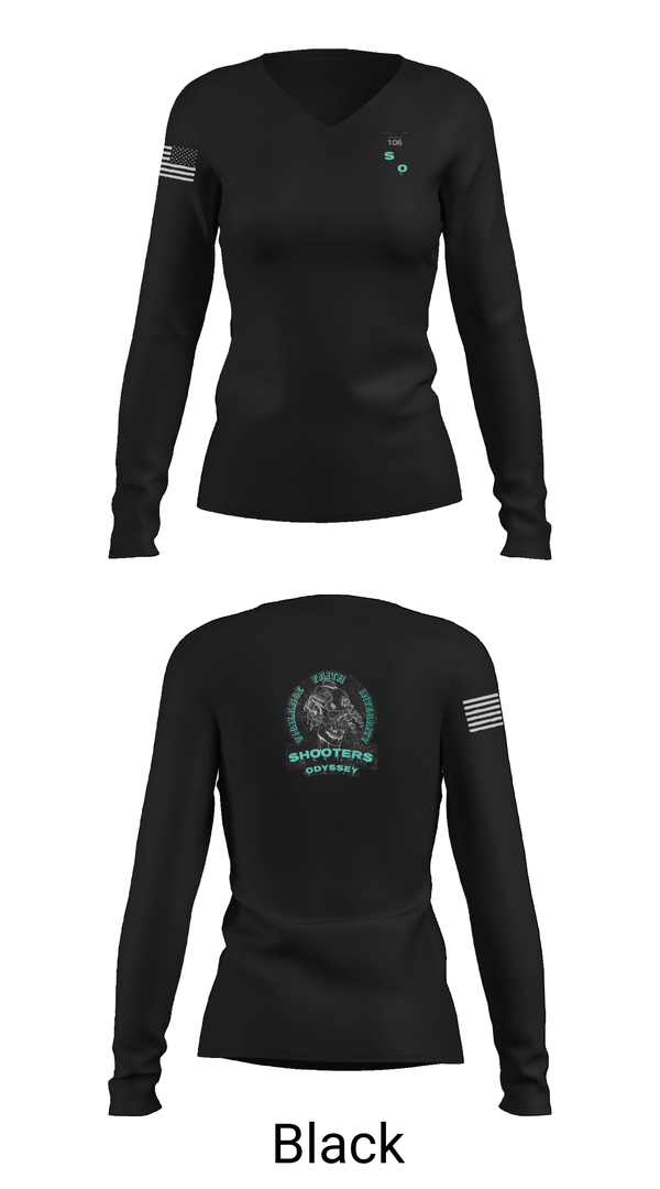 Womens Long Sleeve Vneck Shirt, Shooters odyssey, National Guard, Teamtime, Team time, sublimation, custom sports apparel, team uniforms, spirit wear, spiritwear, sports uniforms, custom shirts, team store, custom team store, fundraiser sports, apparel fundraiser