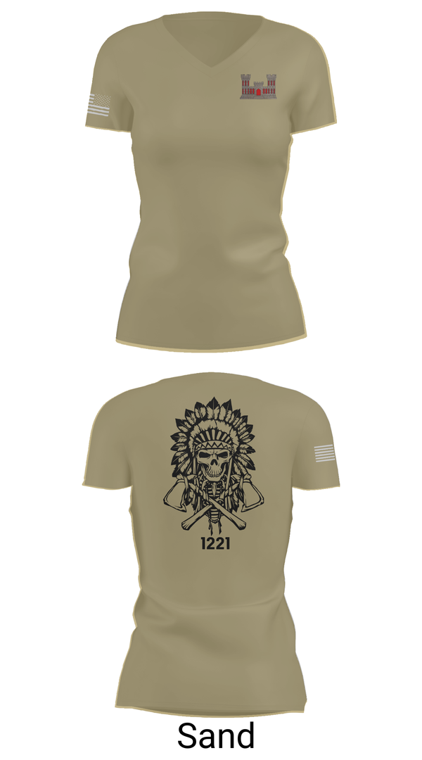 Womens Short Sleeve Vneck Shirt, 1221st Route Clearance Co., National Guard, Teamtime, Team time, sublimation, custom sports apparel, team uniforms, spirit wear, spiritwear, sports uniforms, custom shirts, team store, custom team store, fundraiser sports, apparel fundraiser