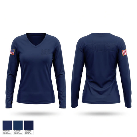 Womens Long Sleeve Vneck Shirt, Ashland Police Department, Police, Teamtime, Team time, sublimation, custom sports apparel, team uniforms, spirit wear, spiritwear, sports uniforms, custom shirts, team store, custom team store, fundraiser sports, apparel fundraiser