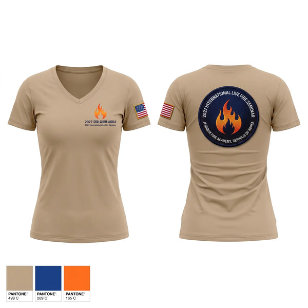 Womens Short Sleeve Vneck Shirt, 2027 international live fire seminar, Fire Department, Teamtime, Team time, sublimation, custom sports apparel, team uniforms, spirit wear, spiritwear, sports uniforms, custom shirts, team store, custom team store, fundraiser sports, apparel fundraiser