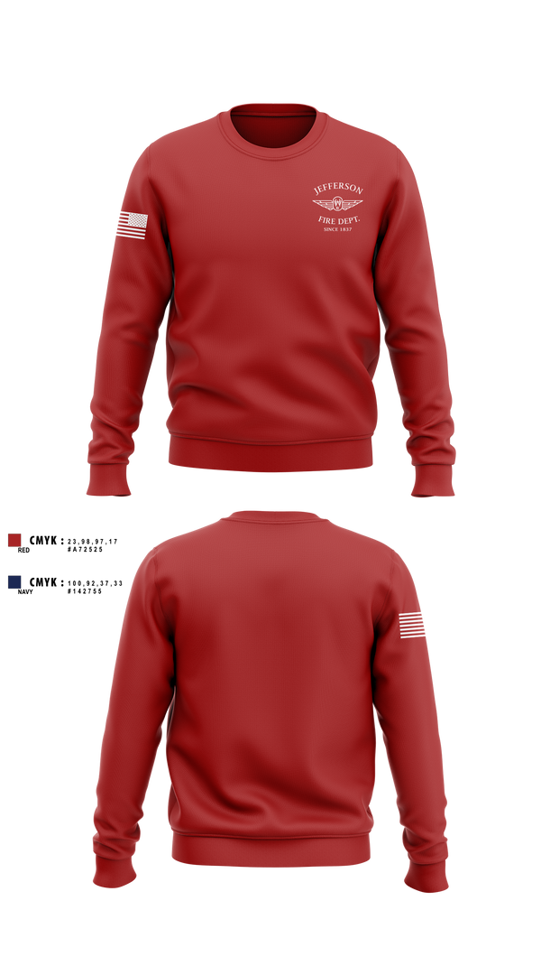 Crew Neck Sweatshirt, Jefferson vol Fire Dept, Fire Department, Teamtime, Team time, sublimation, custom sports apparel, team uniforms, spirit wear, spiritwear, sports uniforms, custom shirts, team store, custom team store, fundraiser sports, apparel fundraiser