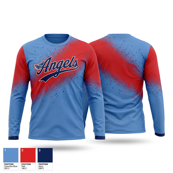 Long Sleeve Performance Shirt, Angels, Softball, Teamtime, Team time, sublimation, custom sports apparel, team uniforms, spirit wear, spiritwear, sports uniforms, custom shirts, team store, custom team store, fundraiser sports, apparel fundraiser