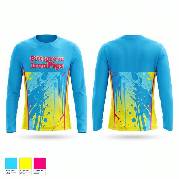 Long Sleeve Performance Shirt, Pittsgrove IronPigs, Baseball, Teamtime, Team time, sublimation, custom sports apparel, team uniforms, spirit wear, spiritwear, sports uniforms, custom shirts, team store, custom team store, fundraiser sports, apparel fundraiser