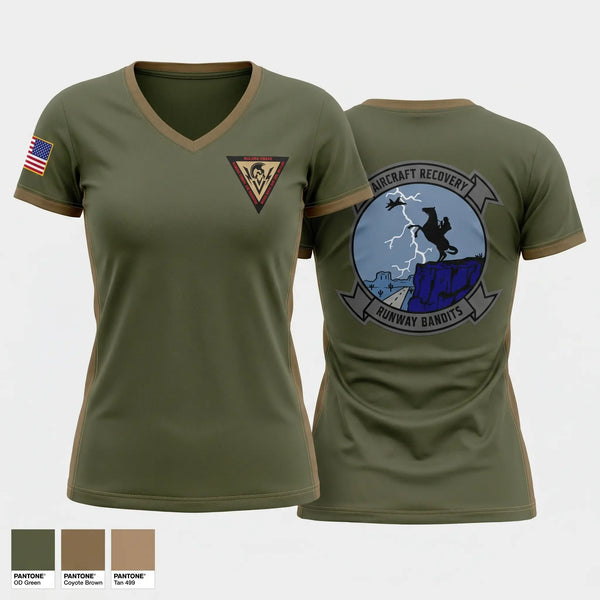 Womens Short Sleeve Vneck Shirt, Aircraft Recovery, Marines, Teamtime, Team time, sublimation, custom sports apparel, team uniforms, spirit wear, spiritwear, sports uniforms, custom shirts, team store, custom team store, fundraiser sports, apparel fundraiser
