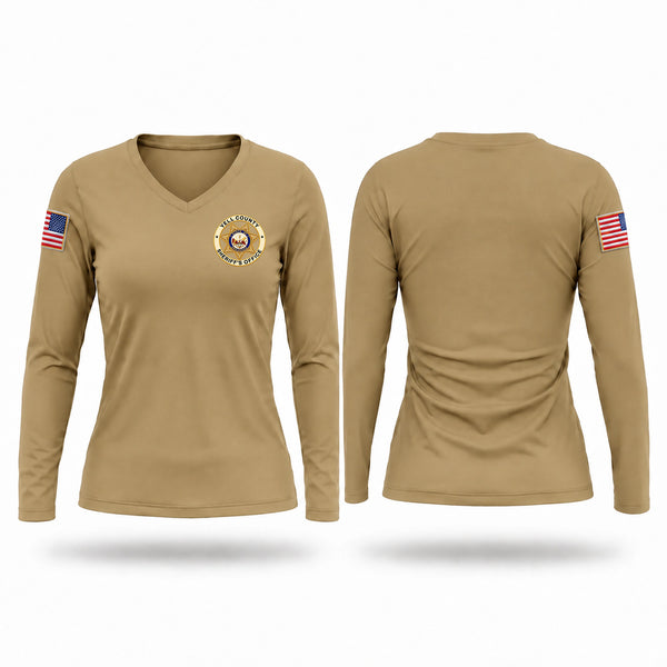 Womens Long Sleeve Vneck Shirt, YELL COUNTY SHERIFF’S OFFICE, Police, Teamtime, Team time, sublimation, custom sports apparel, team uniforms, spirit wear, spiritwear, sports uniforms, custom shirts, team store, custom team store, fundraiser sports, apparel fundraiser