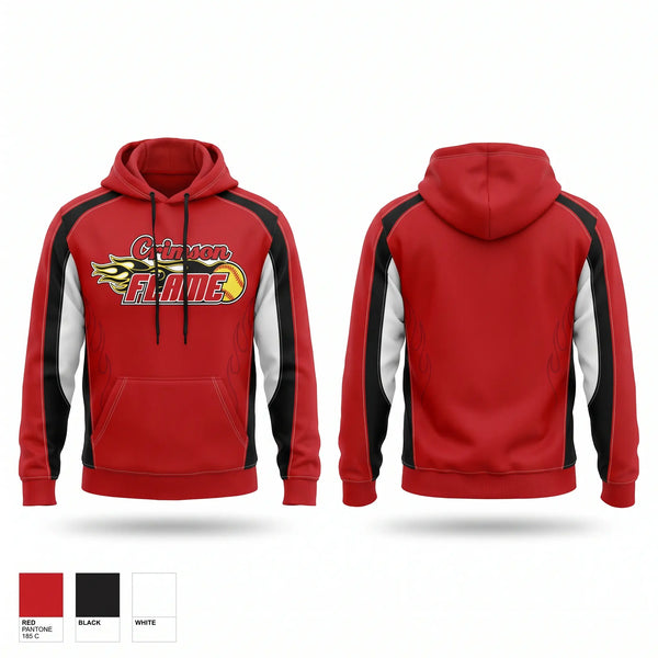 Hoodie, Crimson Flames, Softball, Teamtime, Team time, sublimation, custom sports apparel, team uniforms, spirit wear, spiritwear, sports uniforms, custom shirts, team store, custom team store, fundraiser sports, apparel fundraiser