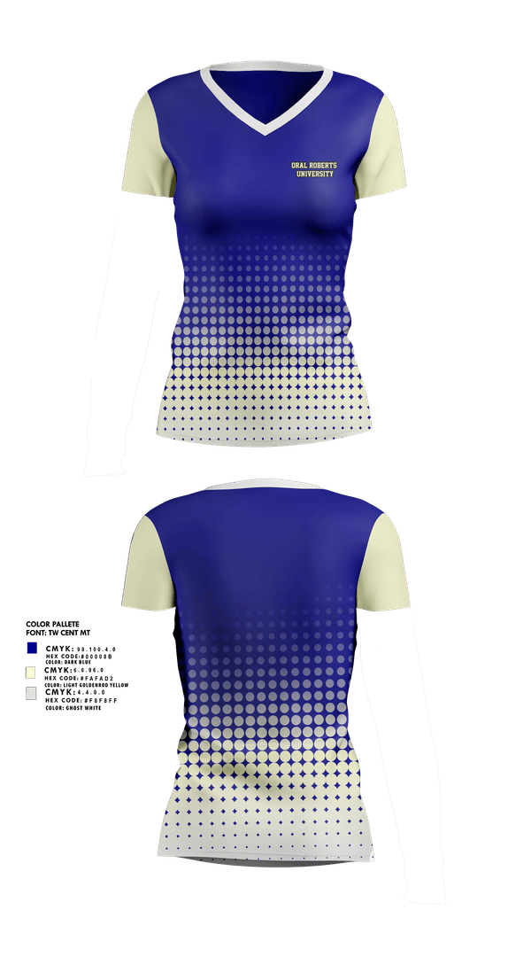 Womens Short Sleeve Vneck Shirt, Oral Roberts University, , Teamtime, Team time, sublimation, custom sports apparel, team uniforms, spirit wear, spiritwear, sports uniforms, custom shirts, team store, custom team store, fundraiser sports, apparel fundraiser