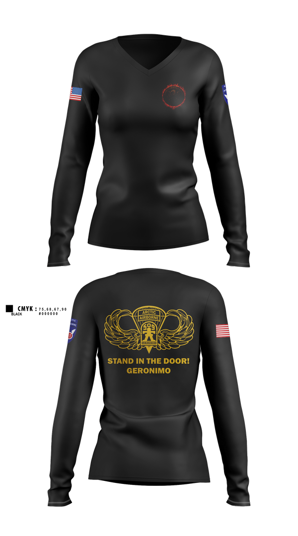 Womens Long Sleeve Vneck Shirt, 3/509, Army, Teamtime, Team time, sublimation, custom sports apparel, team uniforms, spirit wear, spiritwear, sports uniforms, custom shirts, team store, custom team store, fundraiser sports, apparel fundraiser