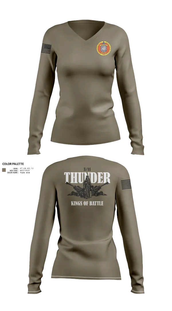 Womens Long Sleeve Vneck Shirt, 3 Bn 11th Mar, Marines, Teamtime, Team time, sublimation, custom sports apparel, team uniforms, spirit wear, spiritwear, sports uniforms, custom shirts, team store, custom team store, fundraiser sports, apparel fundraiser
