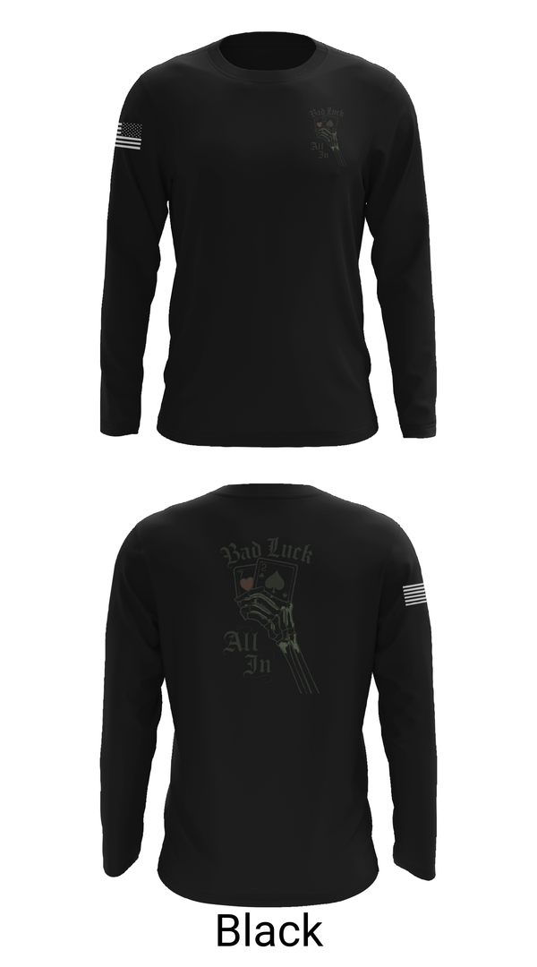 Long Sleeve Performance Shirt, 4th plt bad luck, Army, Teamtime, Team time, sublimation, custom sports apparel, team uniforms, spirit wear, spiritwear, sports uniforms, custom shirts, team store, custom team store, fundraiser sports, apparel fundraiser