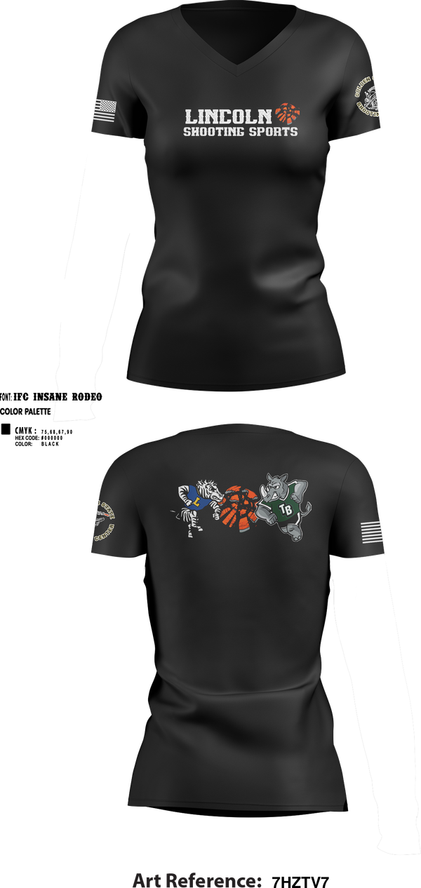 Womens Short Sleeve Vneck Shirt, Lincoln Shooting Sports, , Teamtime, Team time, sublimation, custom sports apparel, team uniforms, spirit wear, spiritwear, sports uniforms, custom shirts, team store, custom team store, fundraiser sports, apparel fundraiser