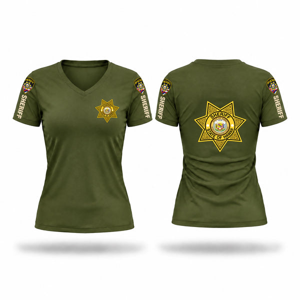 Womens Short Sleeve Vneck Shirt, Hawaii State Sheriff, Police, Teamtime, Team time, sublimation, custom sports apparel, team uniforms, spirit wear, spiritwear, sports uniforms, custom shirts, team store, custom team store, fundraiser sports, apparel fundraiser