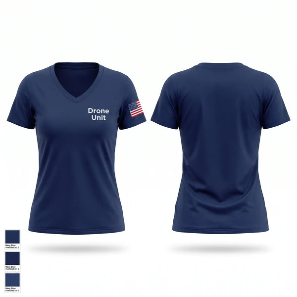 Womens Short Sleeve Vneck Shirt, Drone Unit, Police, Teamtime, Team time, sublimation, custom sports apparel, team uniforms, spirit wear, spiritwear, sports uniforms, custom shirts, team store, custom team store, fundraiser sports, apparel fundraiser