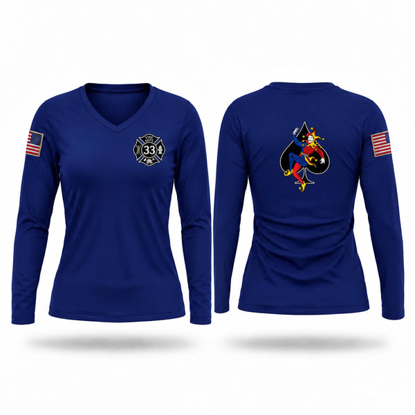 Womens Long Sleeve Vneck Shirt, 33, Fire Department, Teamtime, Team time, sublimation, custom sports apparel, team uniforms, spirit wear, spiritwear, sports uniforms, custom shirts, team store, custom team store, fundraiser sports, apparel fundraiser
