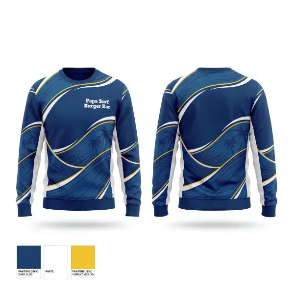 Crew Neck Sweatshirt, Papa Surf Burger Bar, , Teamtime, Team time, sublimation, custom sports apparel, team uniforms, spirit wear, spiritwear, sports uniforms, custom shirts, team store, custom team store, fundraiser sports, apparel fundraiser