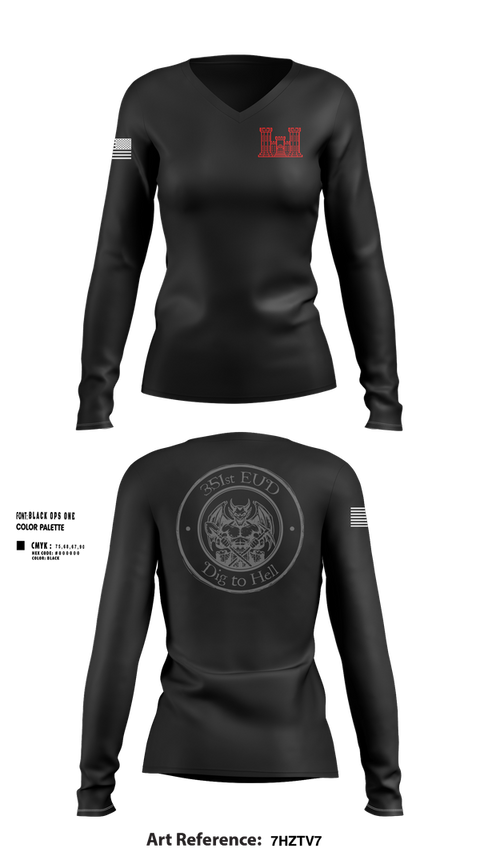 Womens Long Sleeve Vneck Shirt, 351st EUD, , Teamtime, Team time, sublimation, custom sports apparel, team uniforms, spirit wear, spiritwear, sports uniforms, custom shirts, team store, custom team store, fundraiser sports, apparel fundraiser