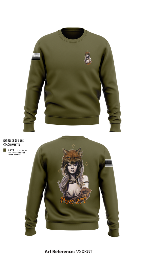 Crew Neck Sweatshirt, Fox 2/7, Marines, Teamtime, Team time, sublimation, custom sports apparel, team uniforms, spirit wear, spiritwear, sports uniforms, custom shirts, team store, custom team store, fundraiser sports, apparel fundraiser