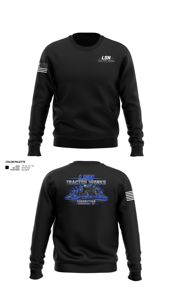 Crew Neck Sweatshirt, LSN Tractor Works, Police, Teamtime, Team time, sublimation, custom sports apparel, team uniforms, spirit wear, spiritwear, sports uniforms, custom shirts, team store, custom team store, fundraiser sports, apparel fundraiser