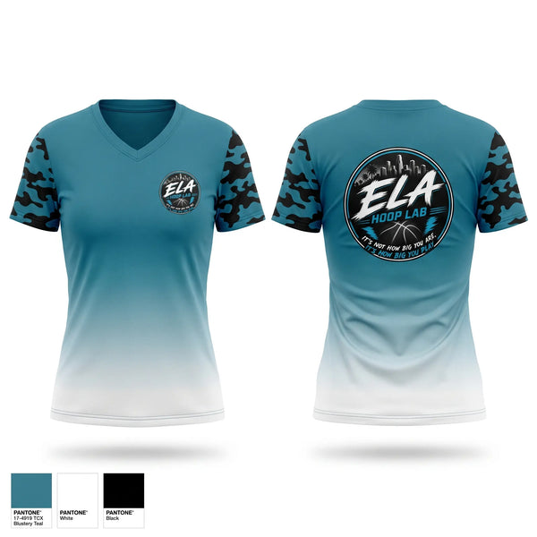 Womens Short Sleeve Vneck Shirt, ELA hoopers, Women's Basketball, Teamtime, Team time, sublimation, custom sports apparel, team uniforms, spirit wear, spiritwear, sports uniforms, custom shirts, team store, custom team store, fundraiser sports, apparel fundraiser