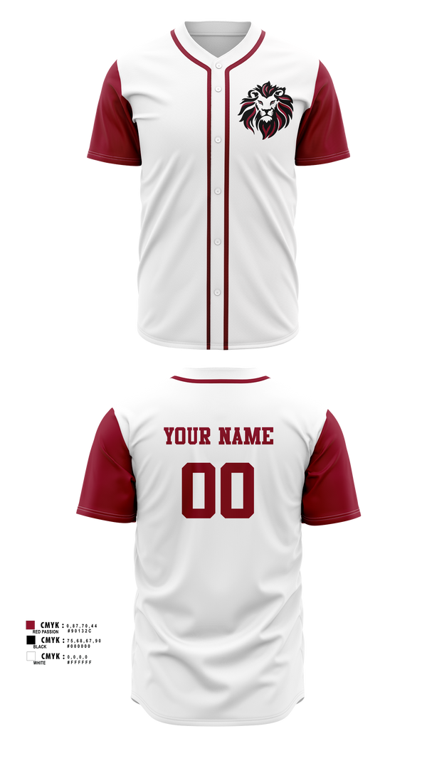 Full Button Baseball Jersey, Sardis Lions, Softball, Teamtime, Team time, sublimation, custom sports apparel, team uniforms, spirit wear, spiritwear, sports uniforms, custom shirts, team store, custom team store, fundraiser sports, apparel fundraiser
